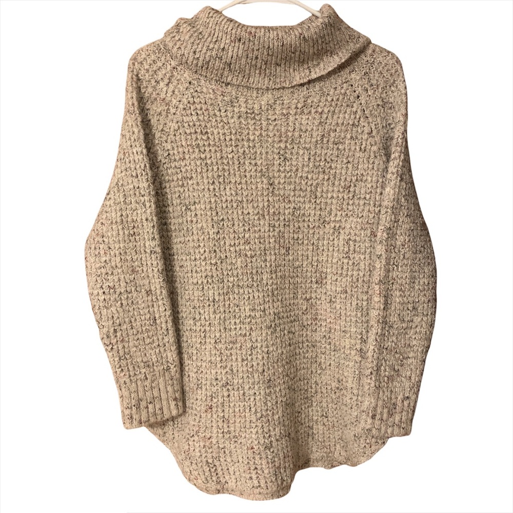 Free People Size Medium M Beige Sweater Wool Knit Marled Long Sleeve Turtleneck - Picture 1 of 6